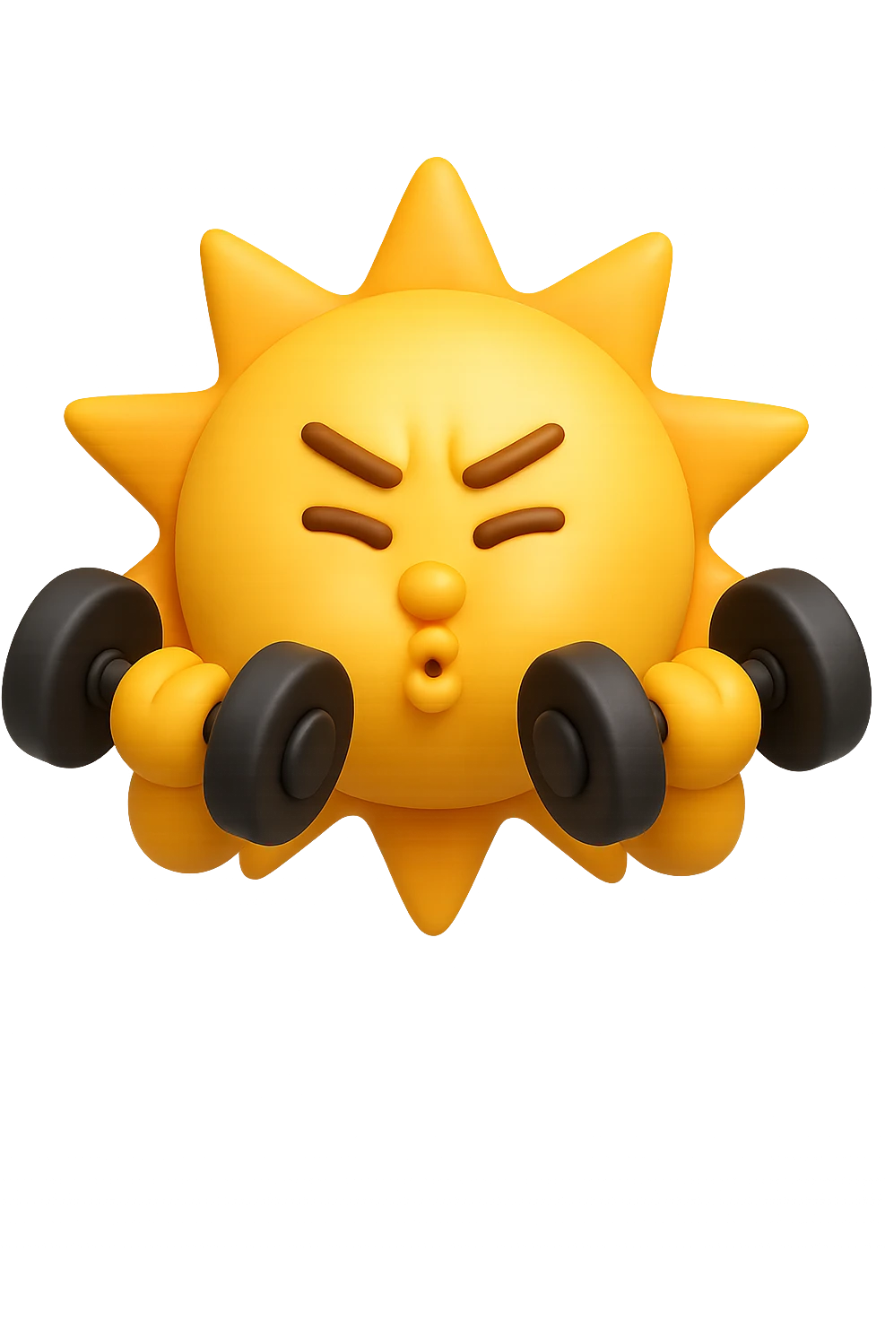 emoji stile iphone 3d di un sole che si allena con i pesi emoji