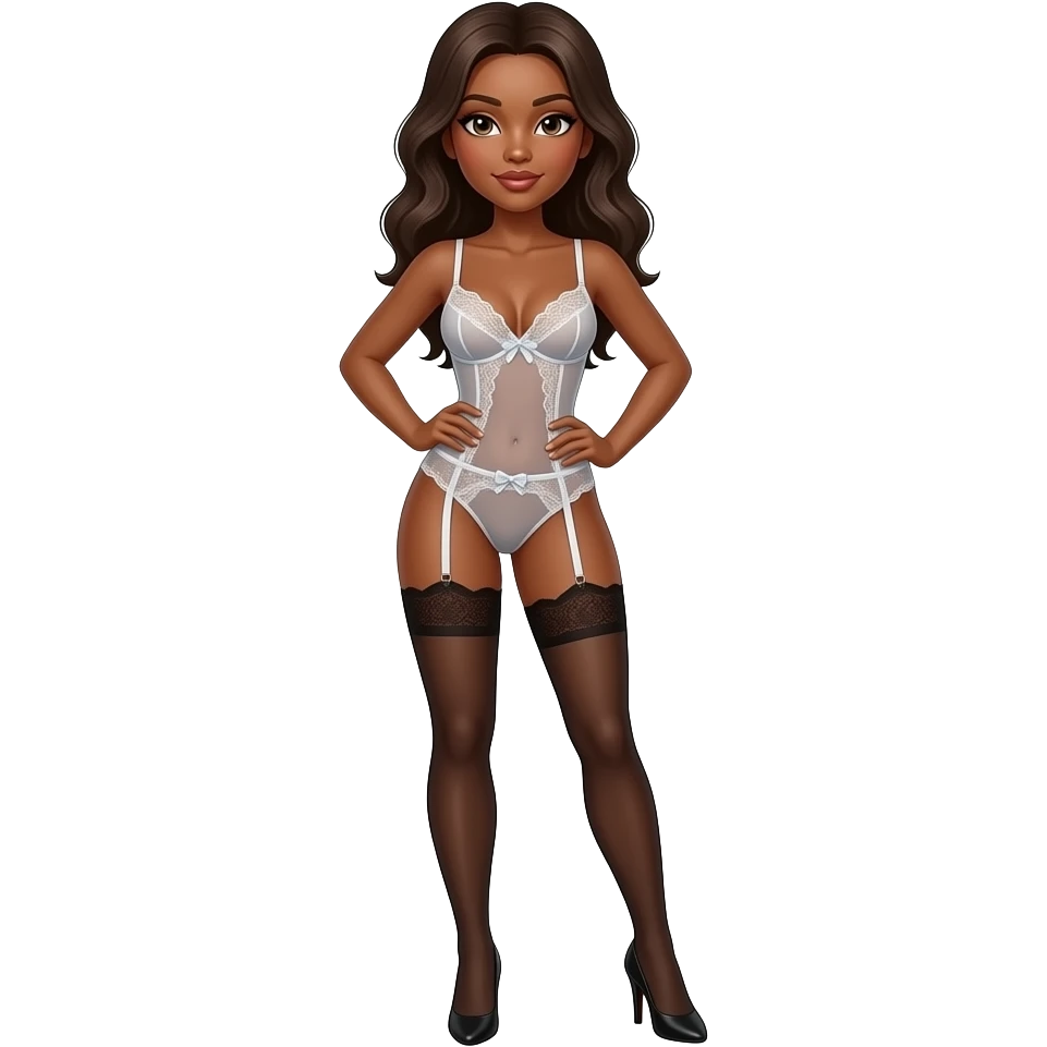 Brownskin girl in Lingerie and heels emoji