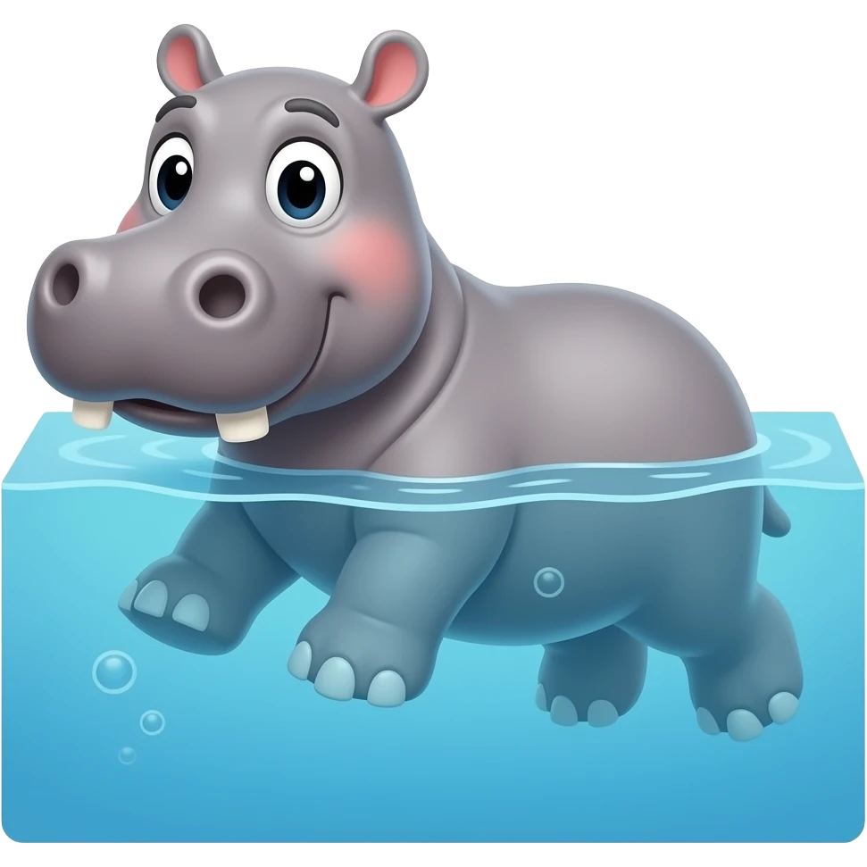 Cartoon hippo swimming in the water emoji