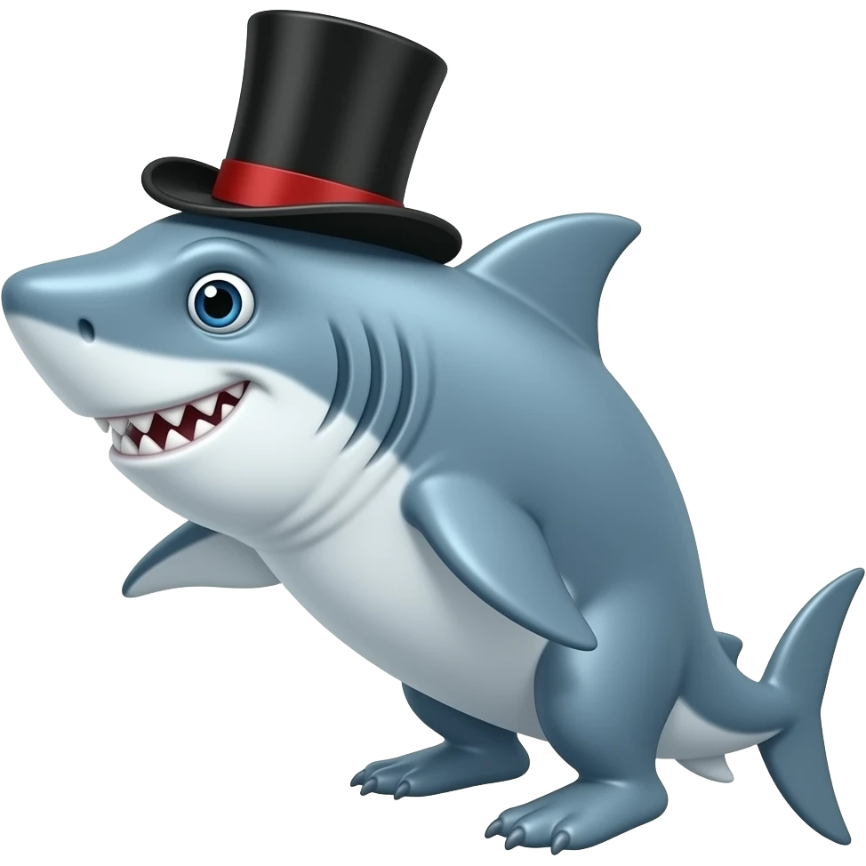Shark with a top hat emoji