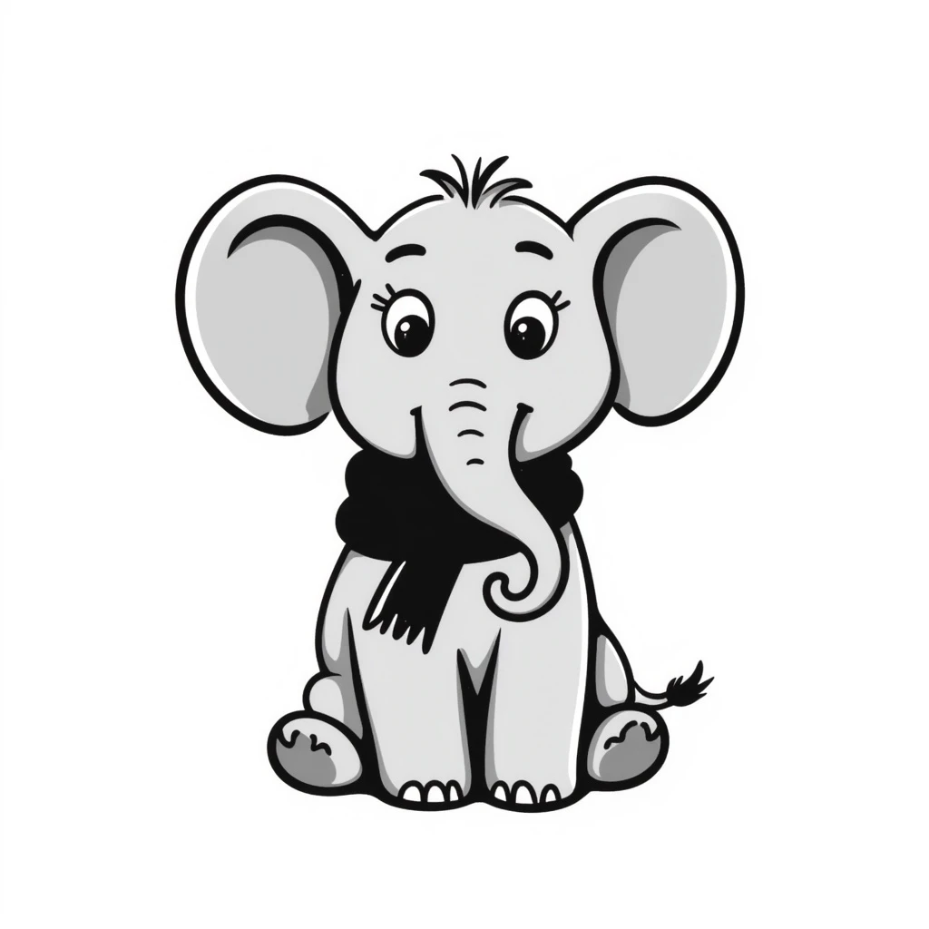 friendly elephant hand drawn doodle style emoji