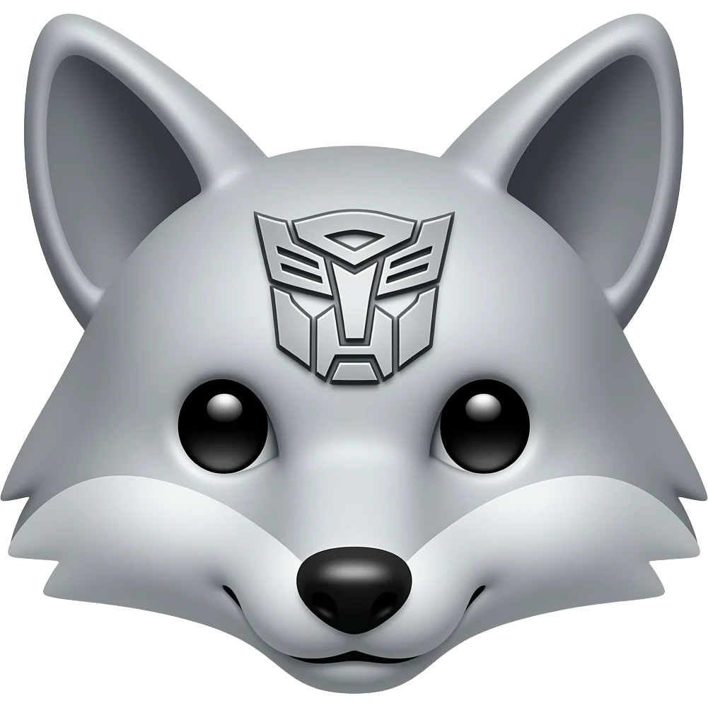 silver fox face emoji as decepticon logo emoji