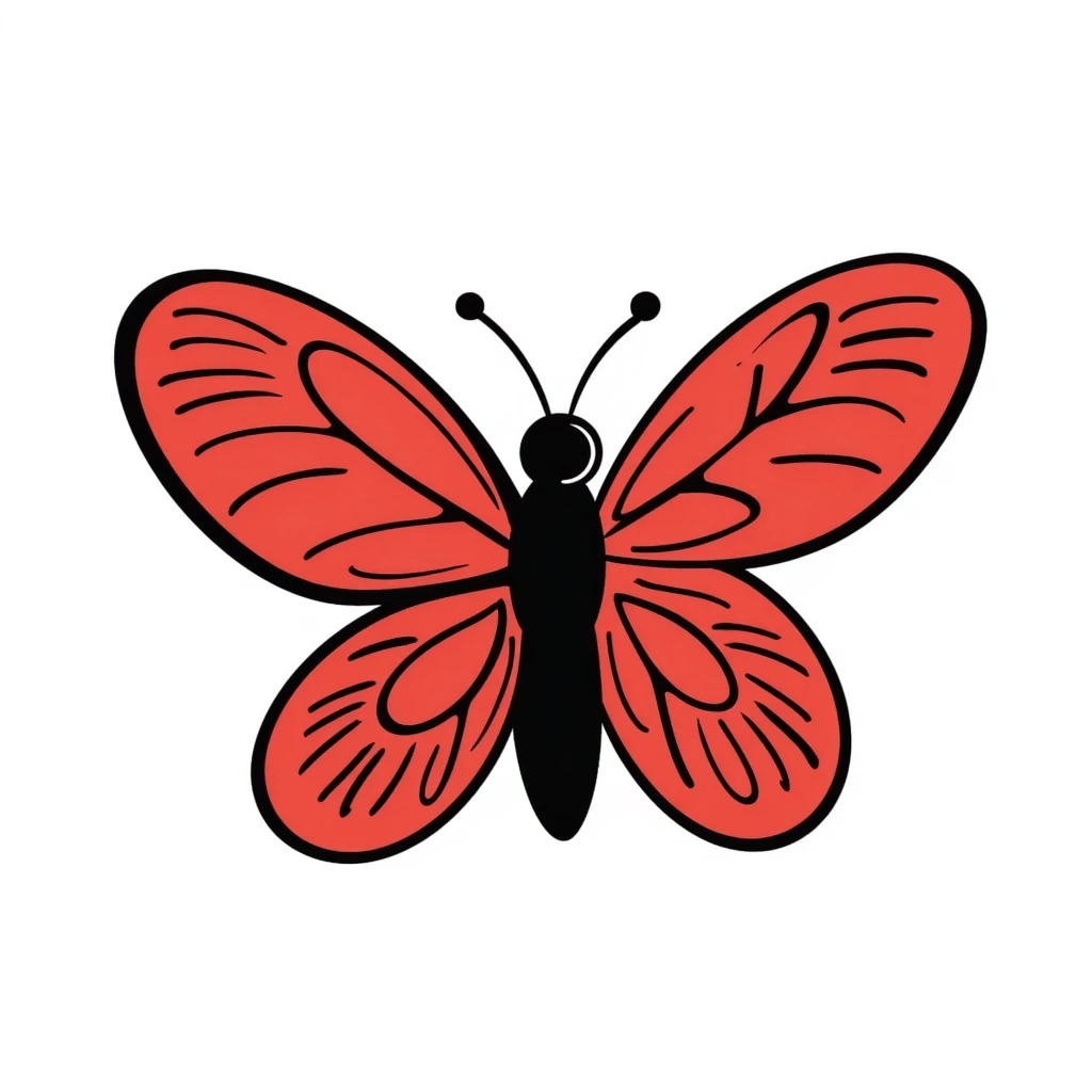 red butterfly hand drawn doodle style emoji
