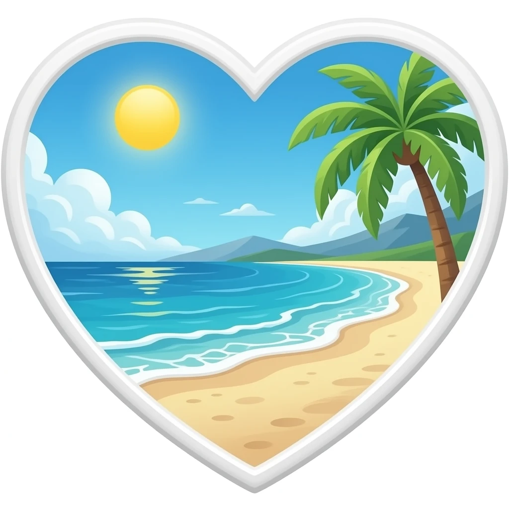 Beach in a heart emoji