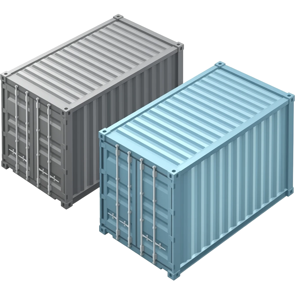 Shipping Container and Clear Shipping Container next to each other emoji