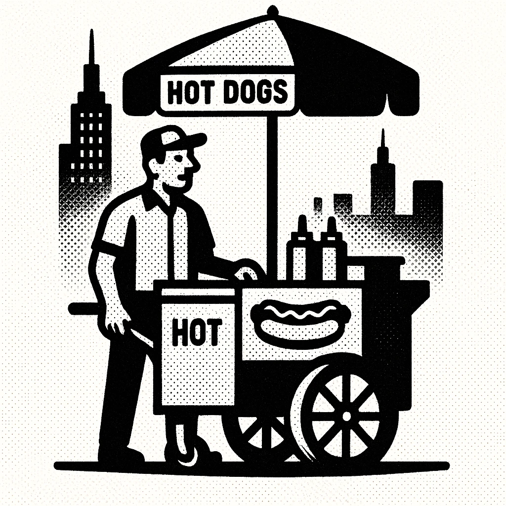 hotdog seller in New York with cart emoji