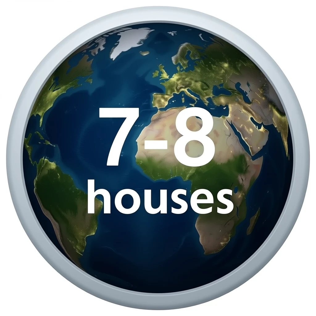 World from space with full houses lights on
a text as "7-8 L houses" emoji