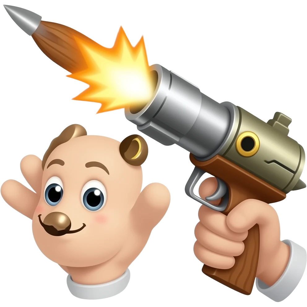 A bazooka that shoots a harpoon emoji