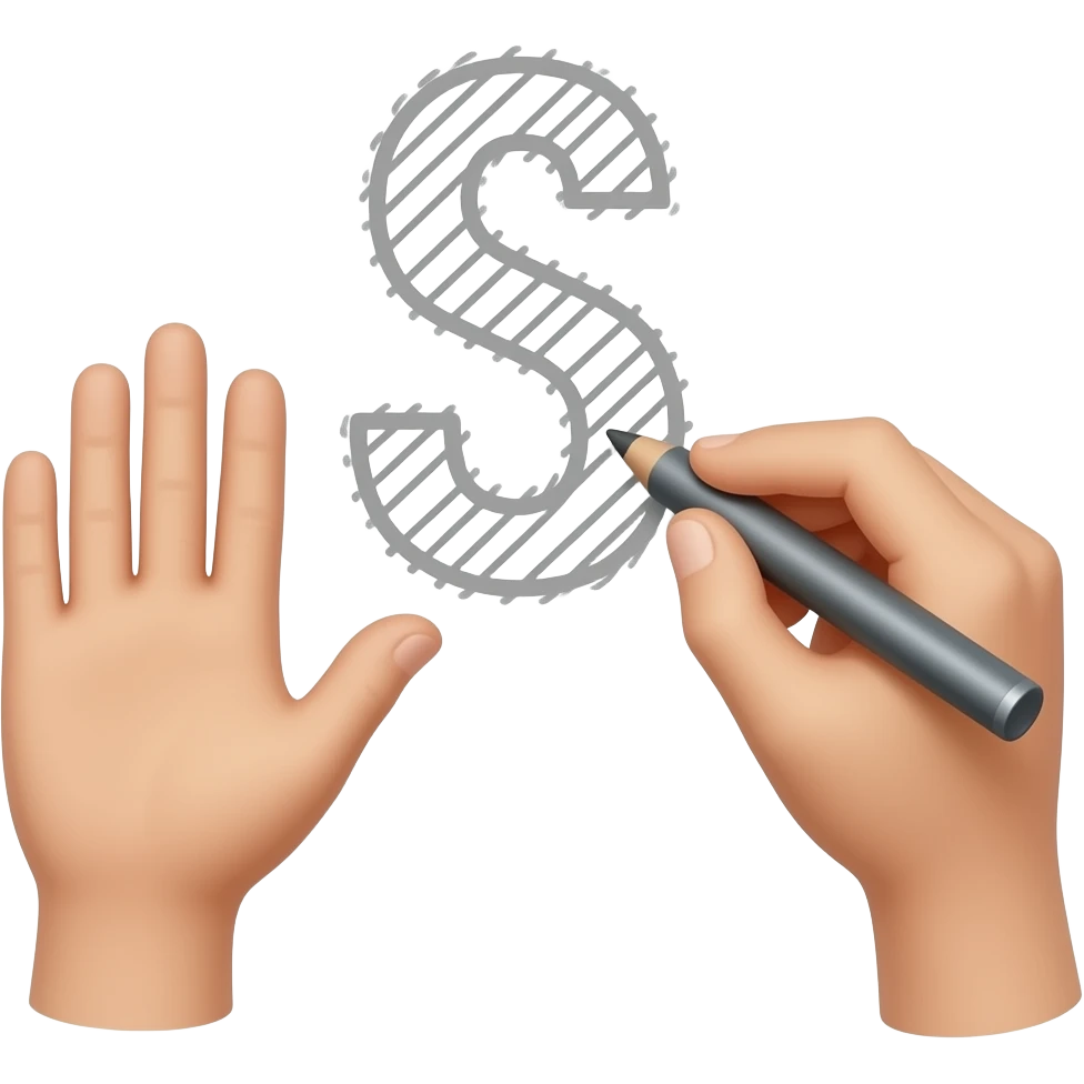 Two hands drawing S emoji