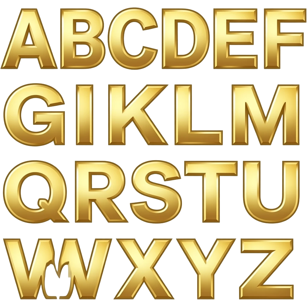 Letras doradas inglés emoji