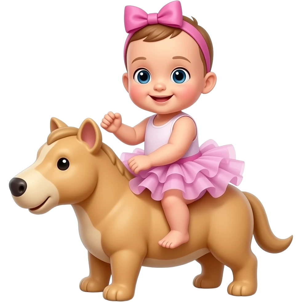 Baby Tutu riding on the toy emoji