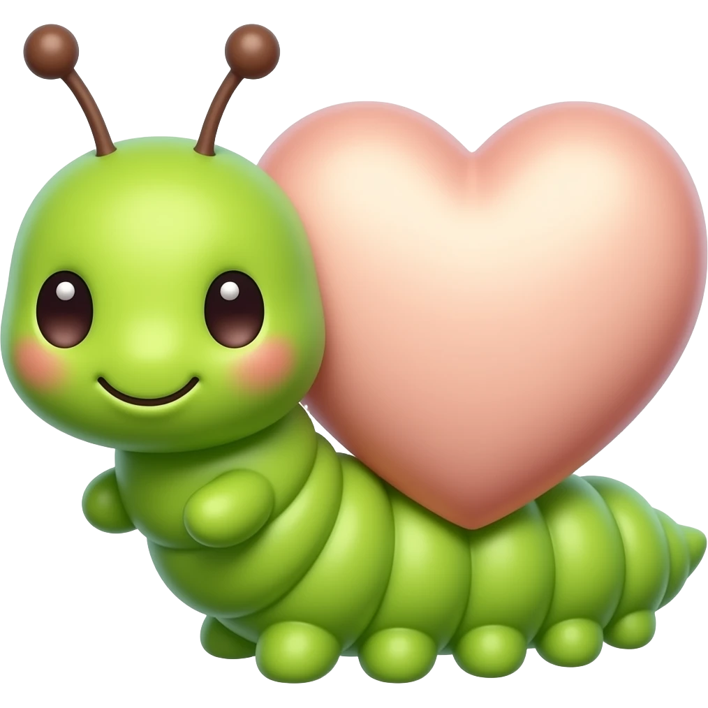 Adorable little catipillar with a big heart emoji