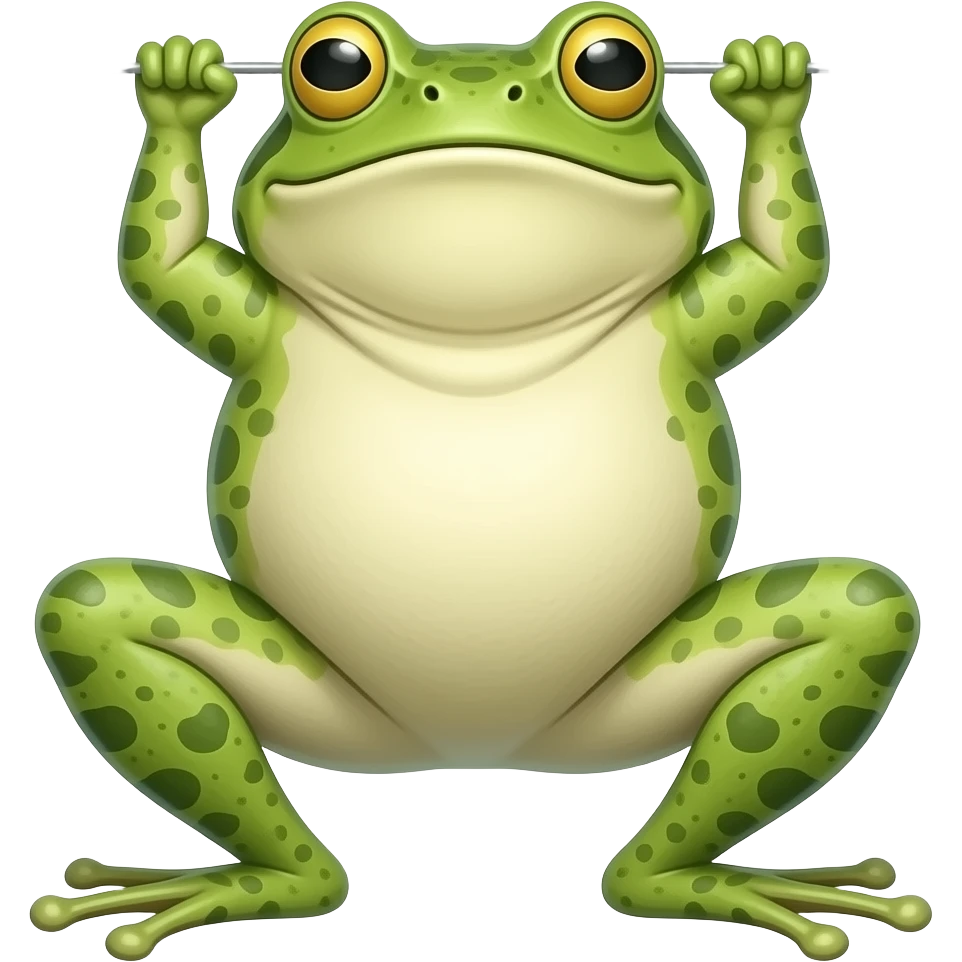 massive frog  hanging on the end of a fishing line emoji