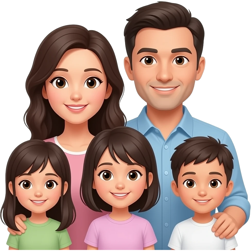 creame UN emoji de una mama UN papa y 3 HIJOS emoji