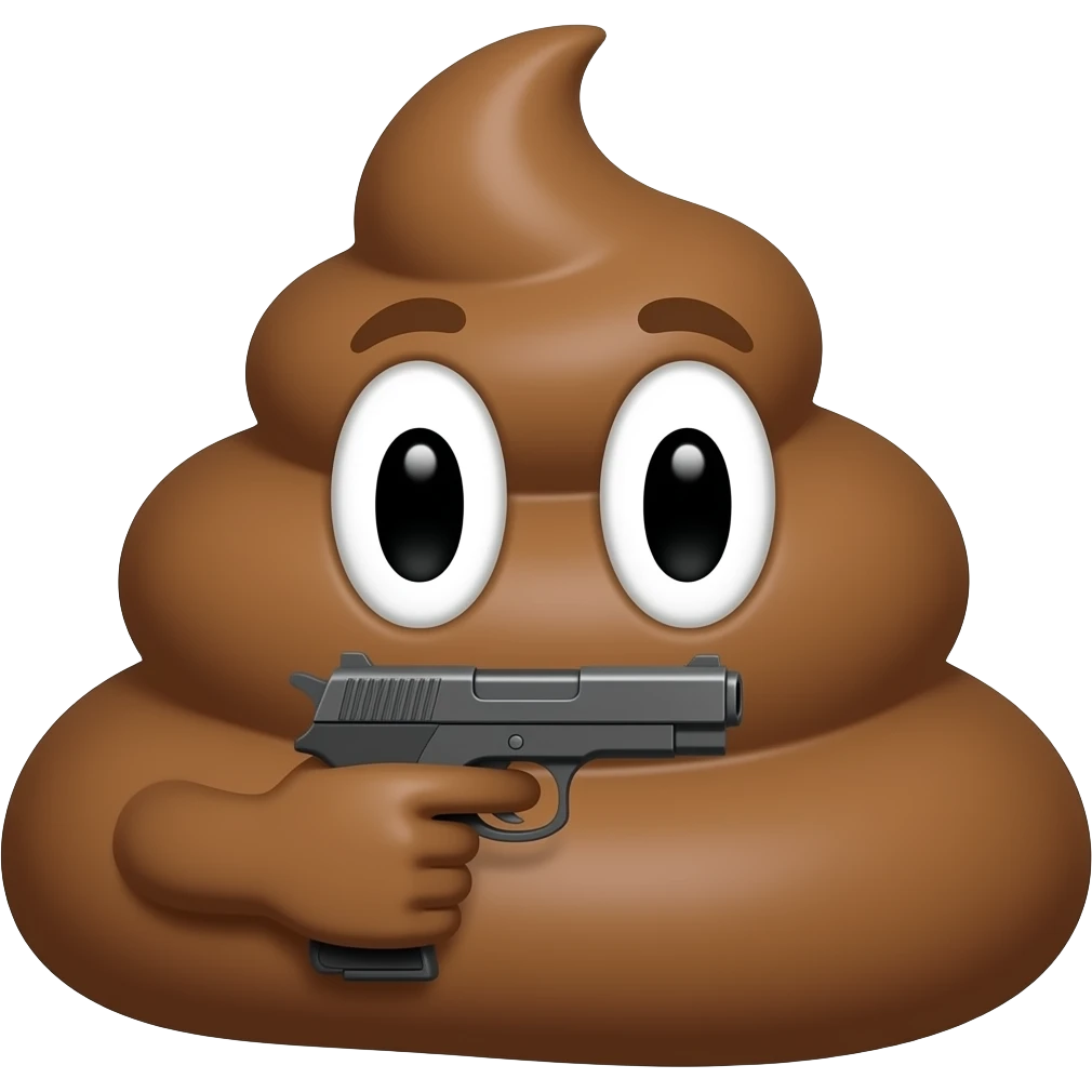 poop holding a gun emoji