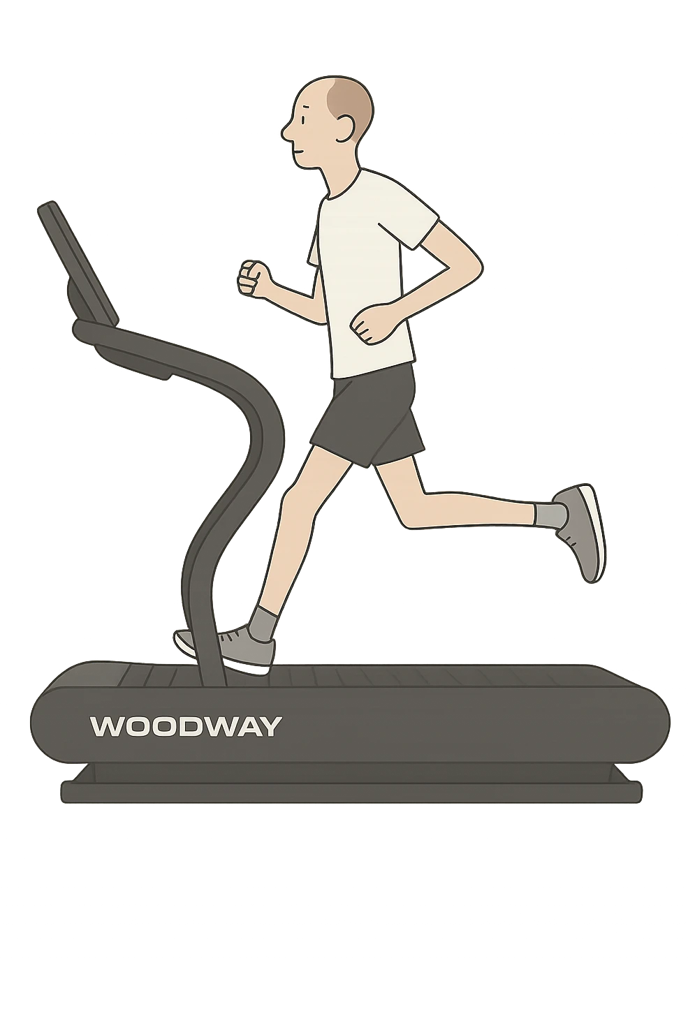 uomo che corre sul tapis roulant ma è secco e senza muscoli. emoji