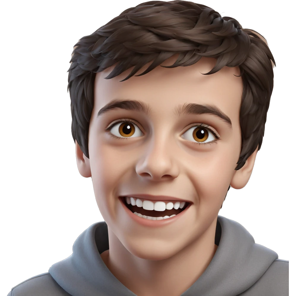 smiling boy portrait on brown emoji