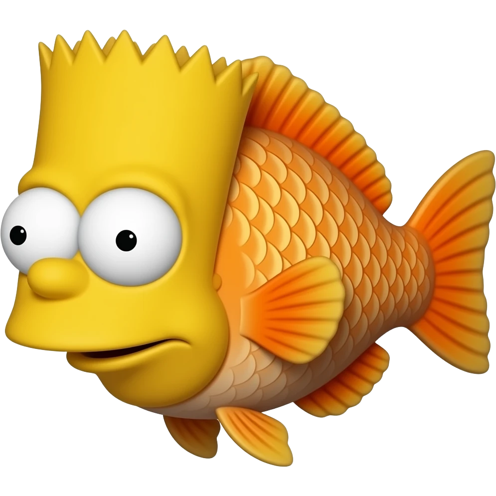 Orange-yellow Fish Bart Simpson emoji