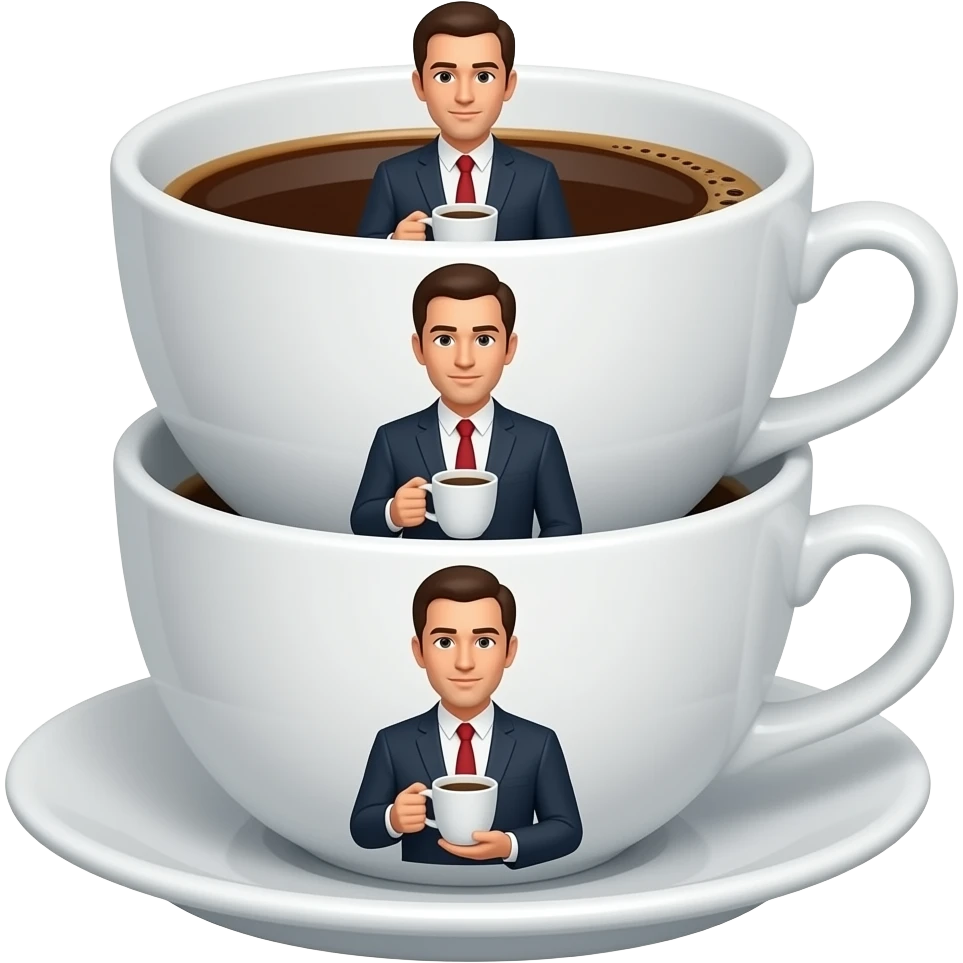 A Cup of coffee And inside there is a loose man who holds another coffee where inside there is another loose man who holds a coffee and inside there is a loose man emoji