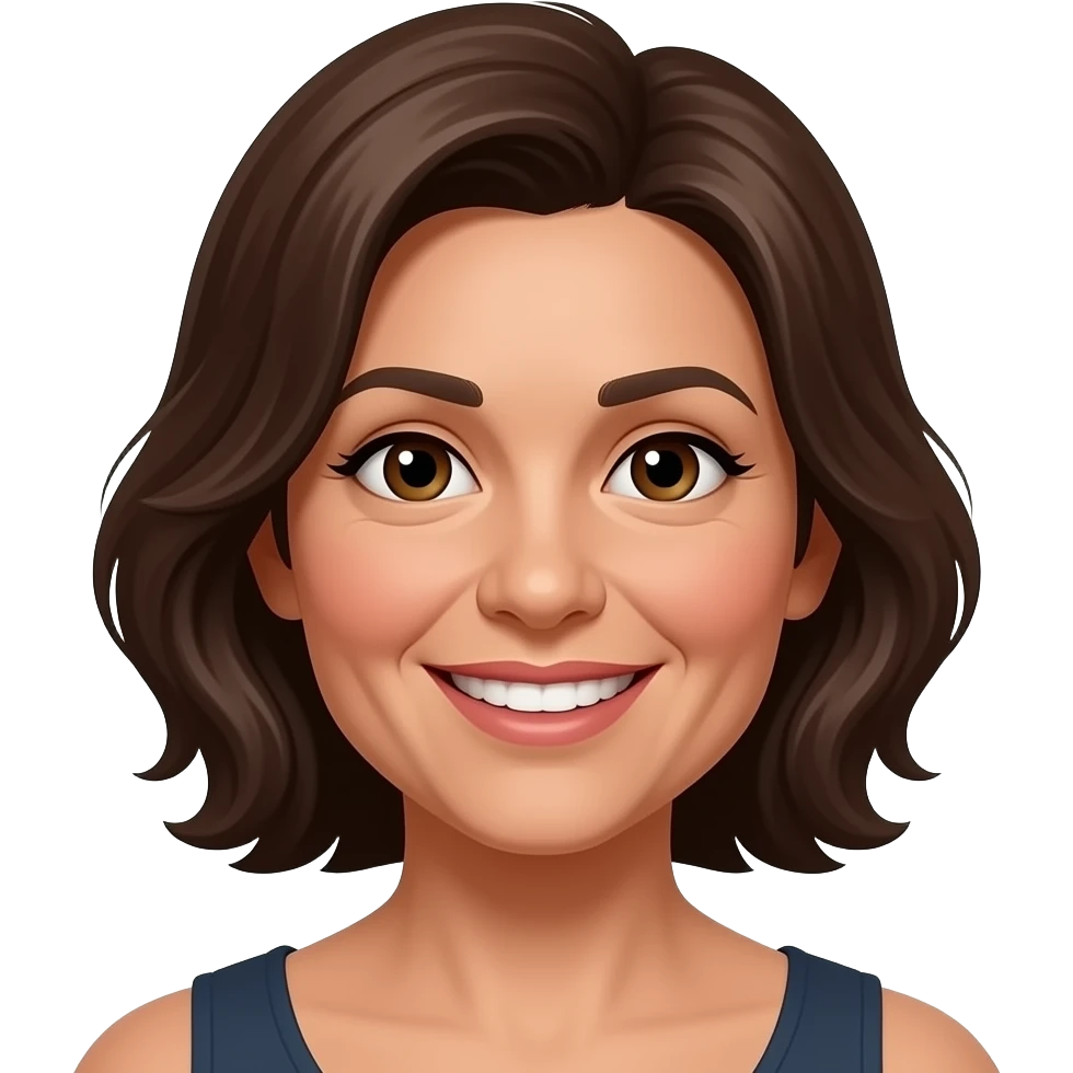 https://www.emojis.com/emoji/woman-in-early-50s-italian-looking-with-darker-olive-skin-with-dark-brown-eyes-hxSR9bTyDmZ, with smile with teeth emoji