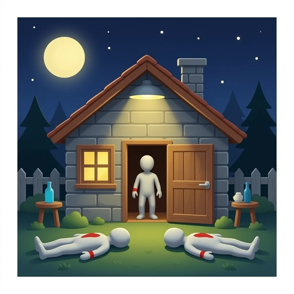 Creepy picture of attic with body’s emoji style emoji