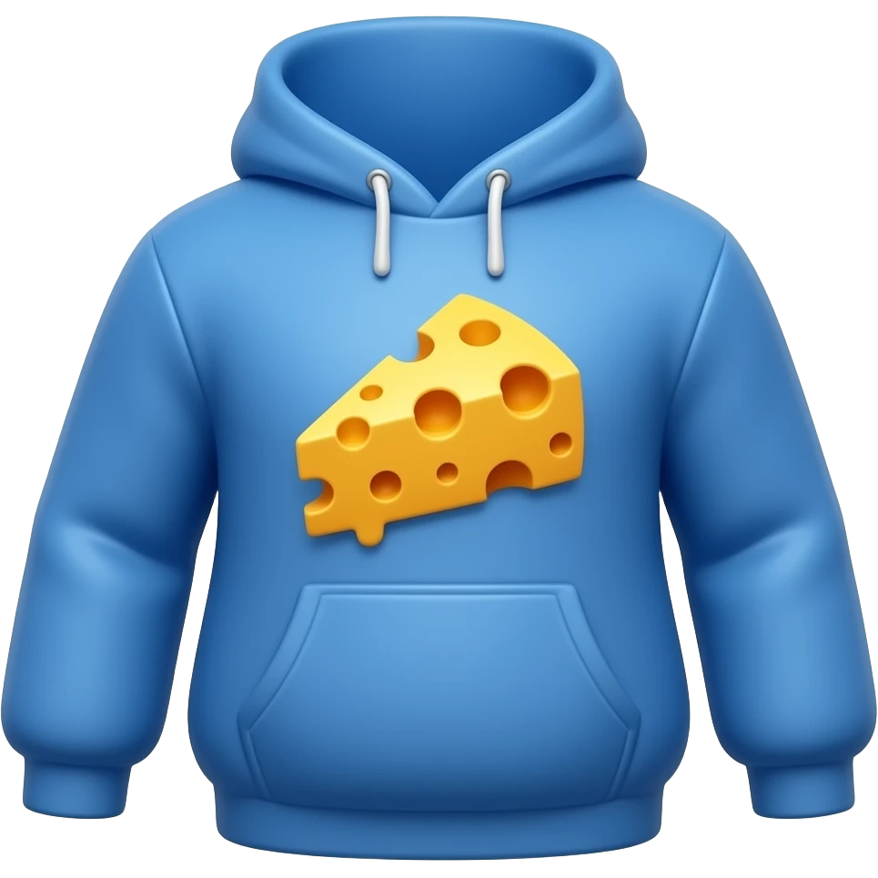 Blue hoodie with orange cheese dust on it emoji
