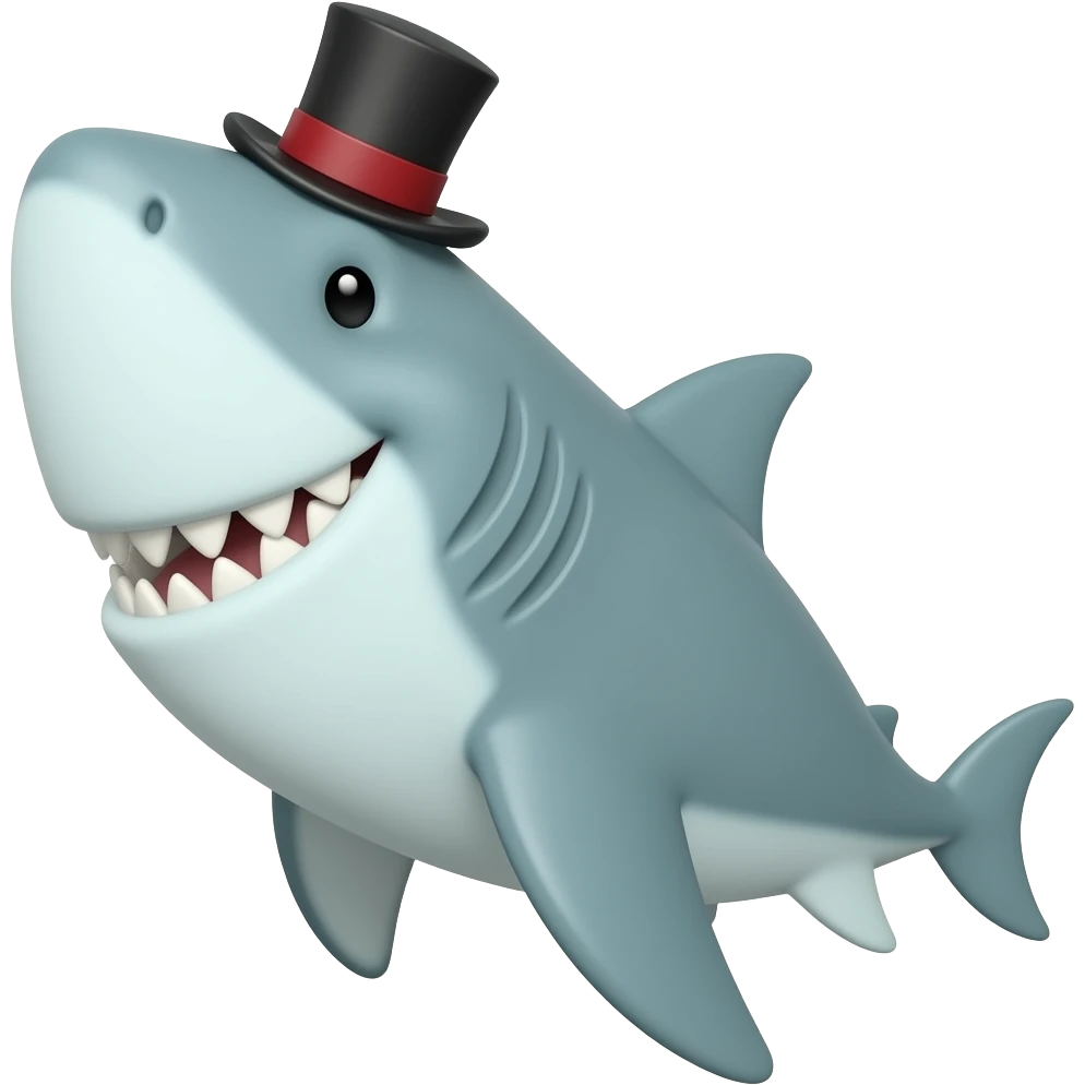 Shark with a top hat emoji