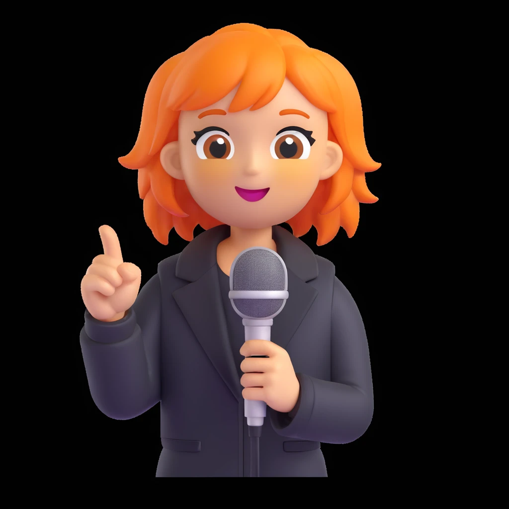 Ice Spice emoji with microphone, orange hair, energetic vibe emoji