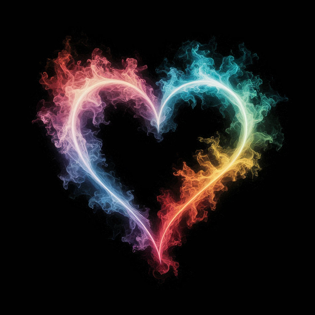 heart with a swirling rainbow mist emoji