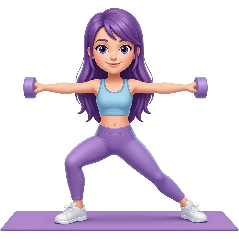GIRL WITH LONG PURPLE HAIR DOING WORKOUT emoji