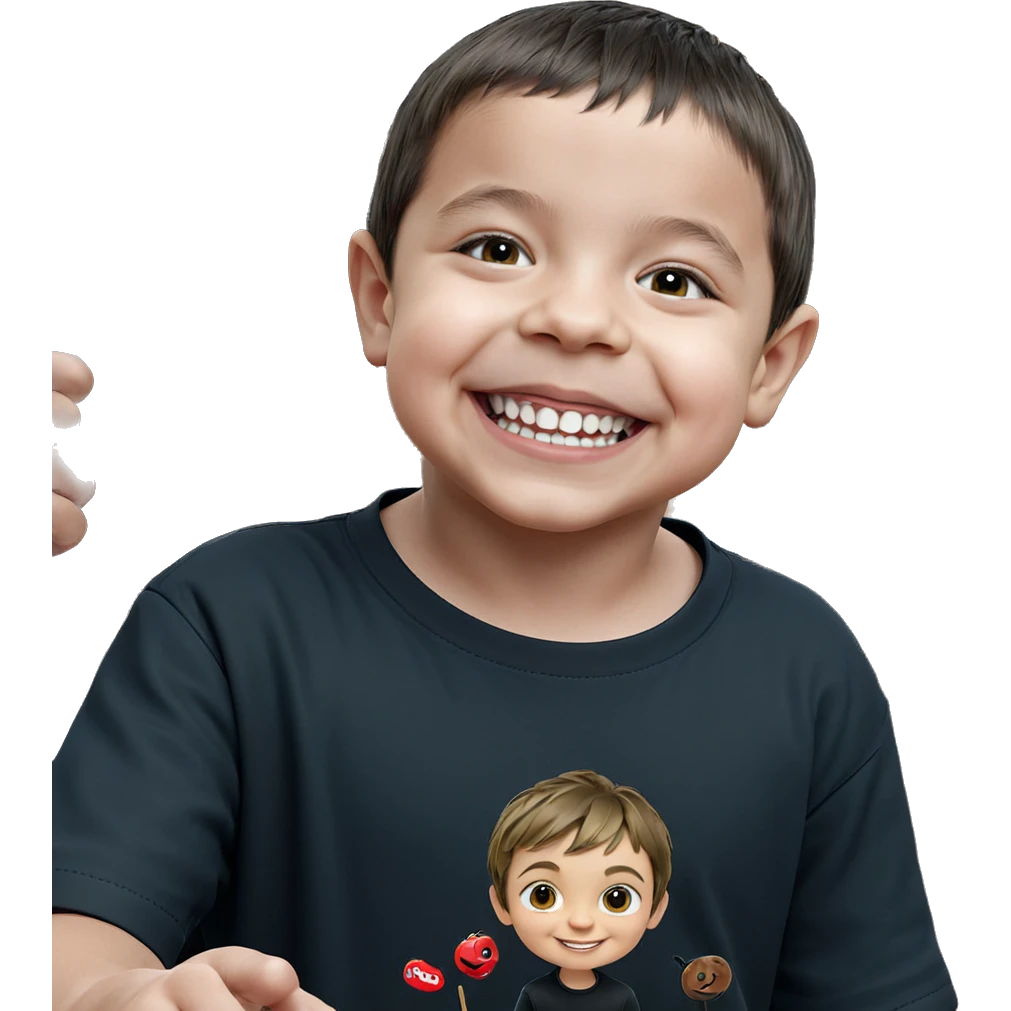 smiling boy in black shirt emoji