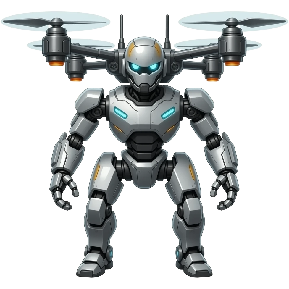 scifi flying robot weaponized drone with thrusters instead of blades emoji