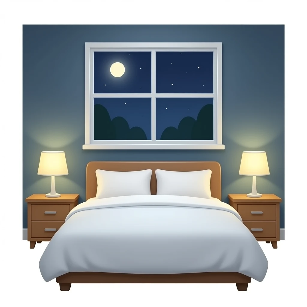 white bed cover and nightstands headboard emoji