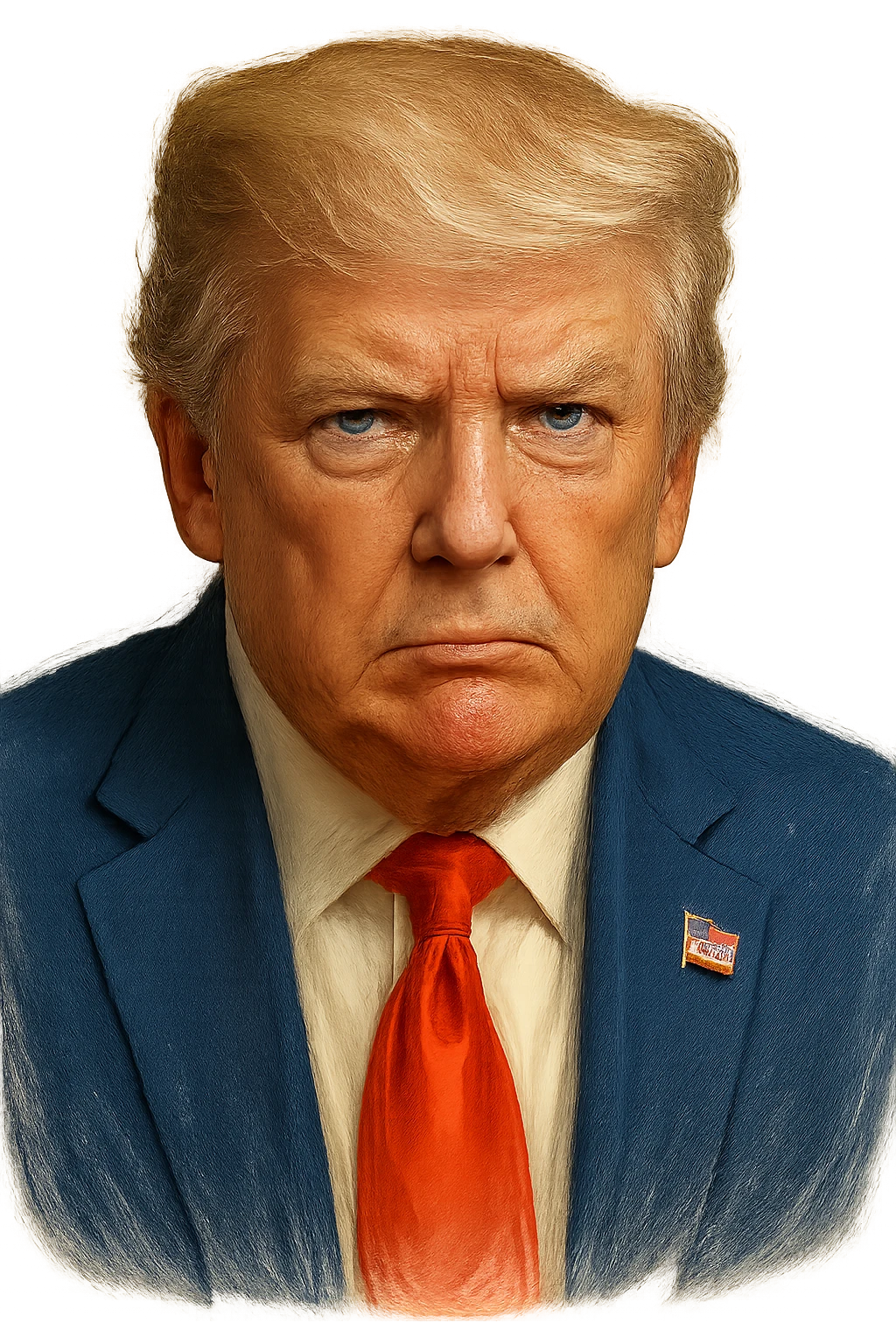 Дональд Трамп в слегка рисованном, но при это объемный стиль, прозрачный фон emoji
