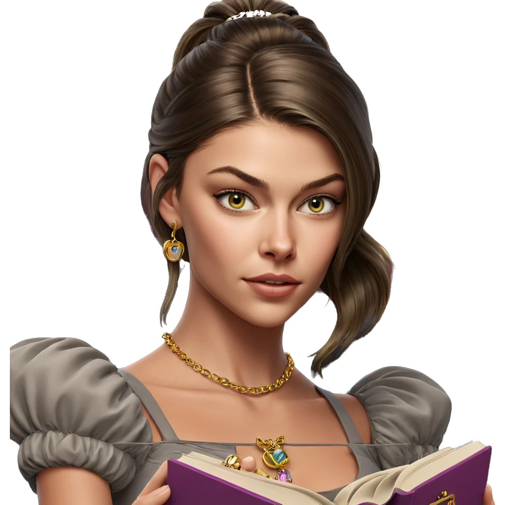 girl with jewelry and book emoji