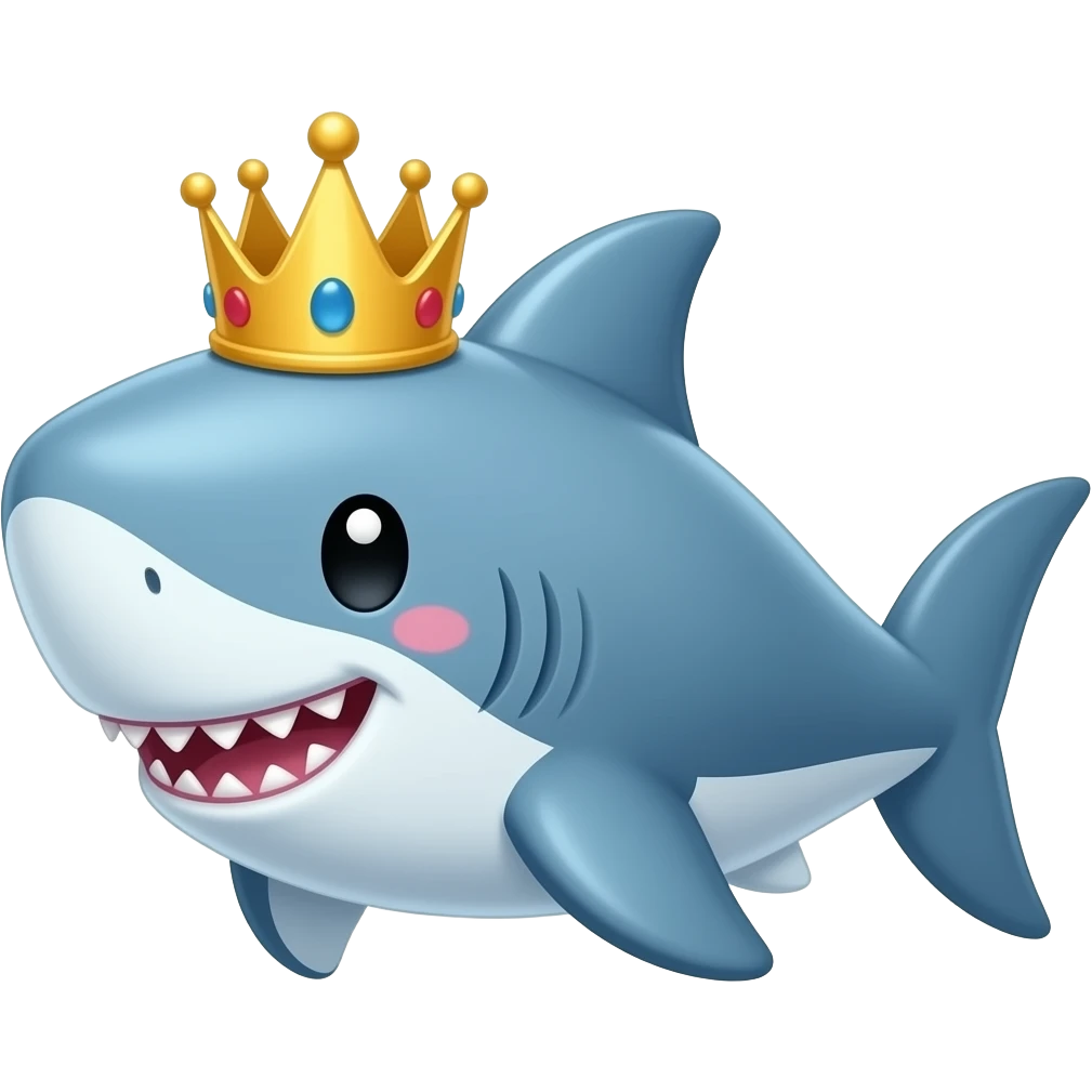 cute anime shark with crown emoji