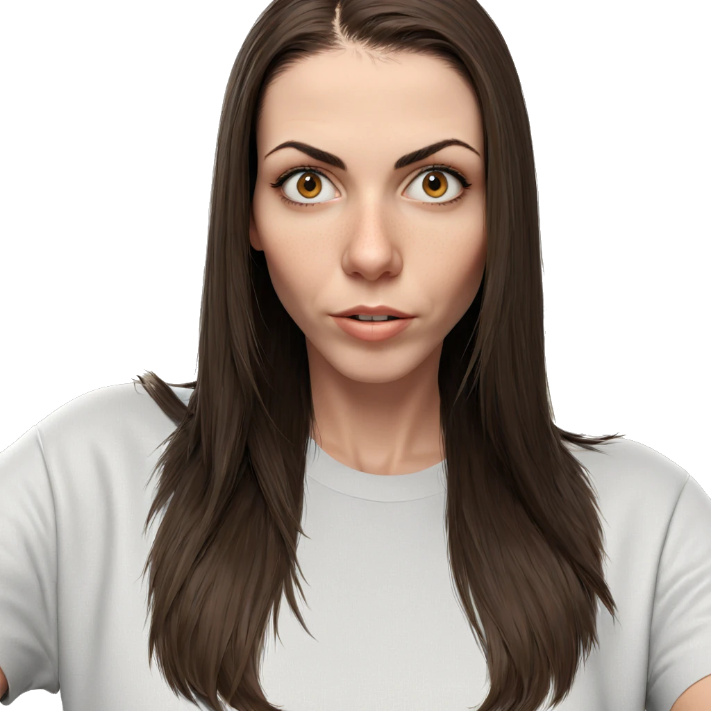 realistic girl with brown hair emoji