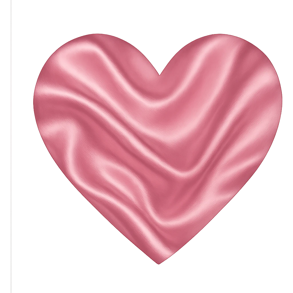heart with a pink satin fabric texture, clean digital illustration, no background emoji