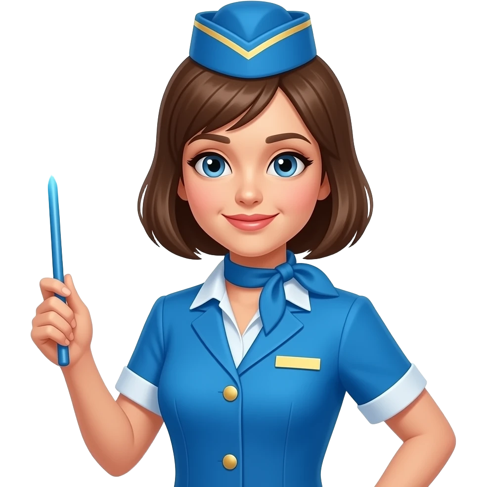 a female flight attendant with magic stick emoji
