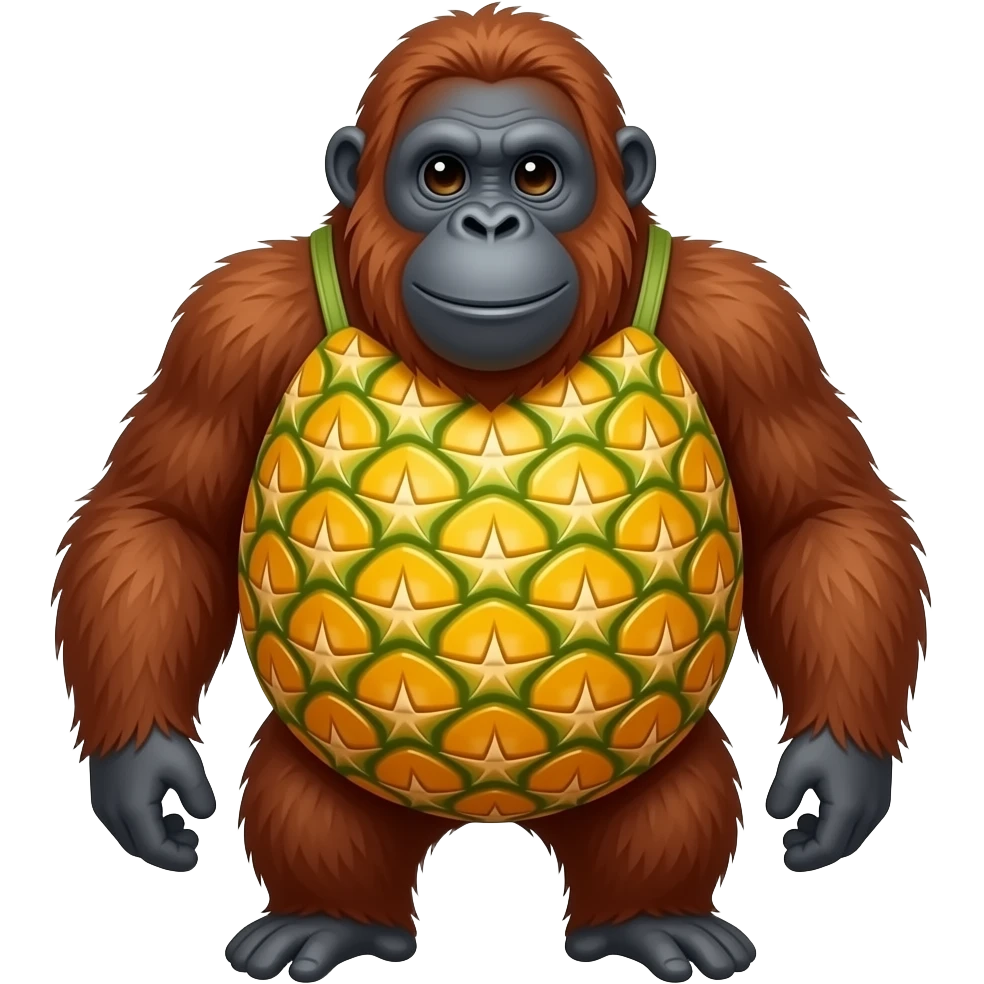 Orangutan with pineapple belly emoji
