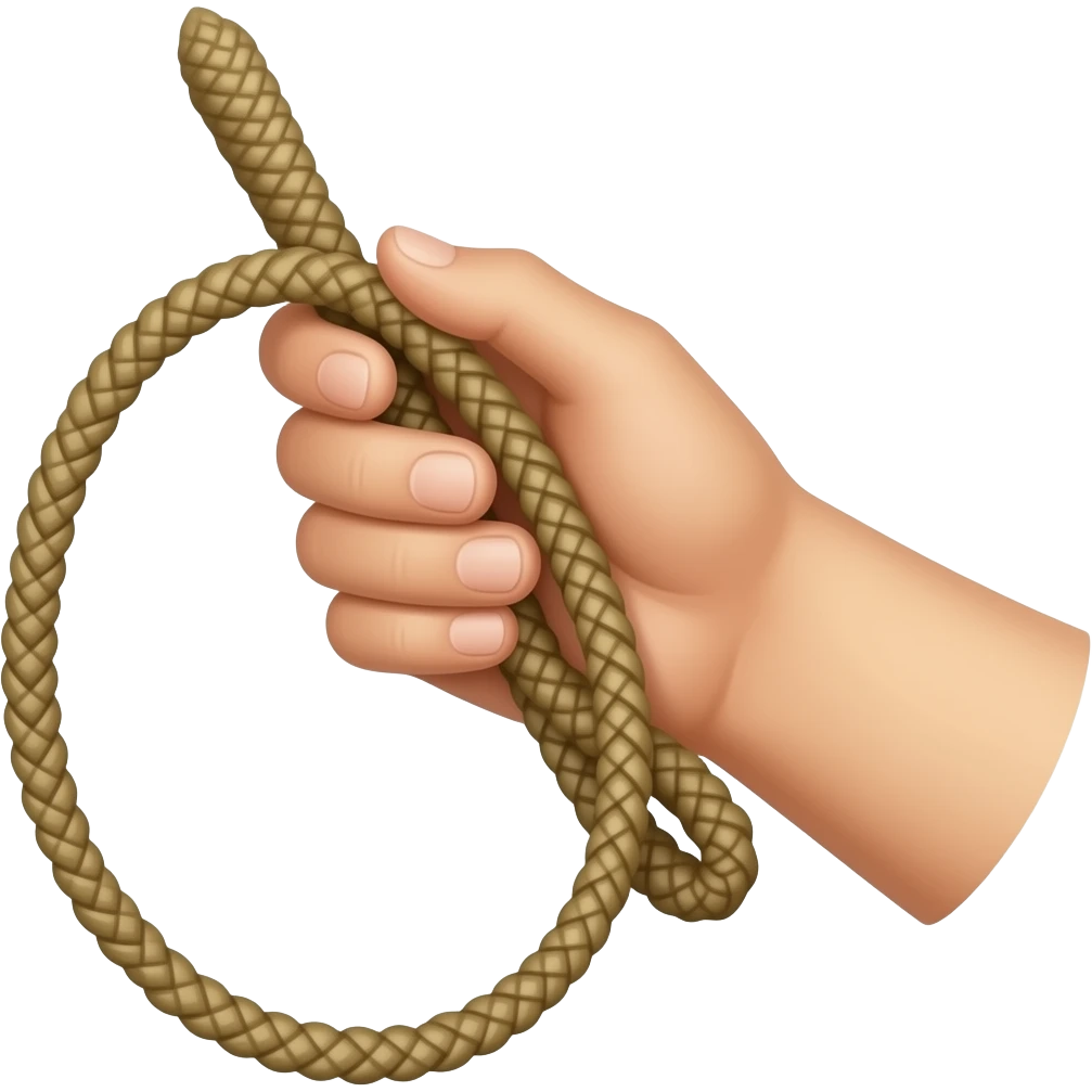 A bull whip held by a hand emoji