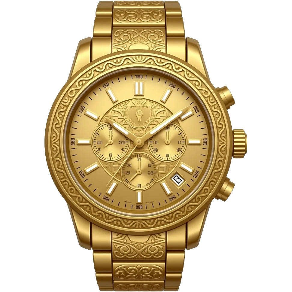 A gold watch emoji with classic old money aesthetic, refined details, elegant luxury, premium emoji illustration emoji