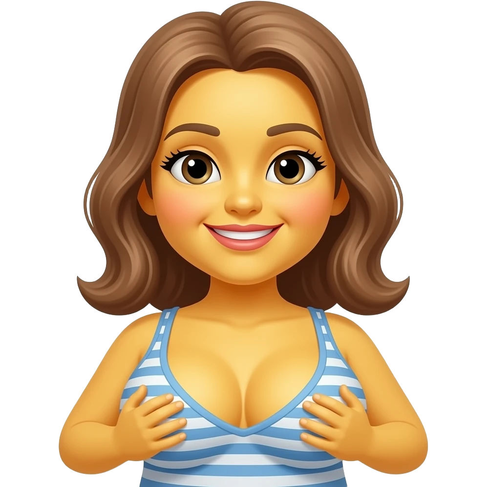 Yellow face Emoji with big boobs holding them emoji