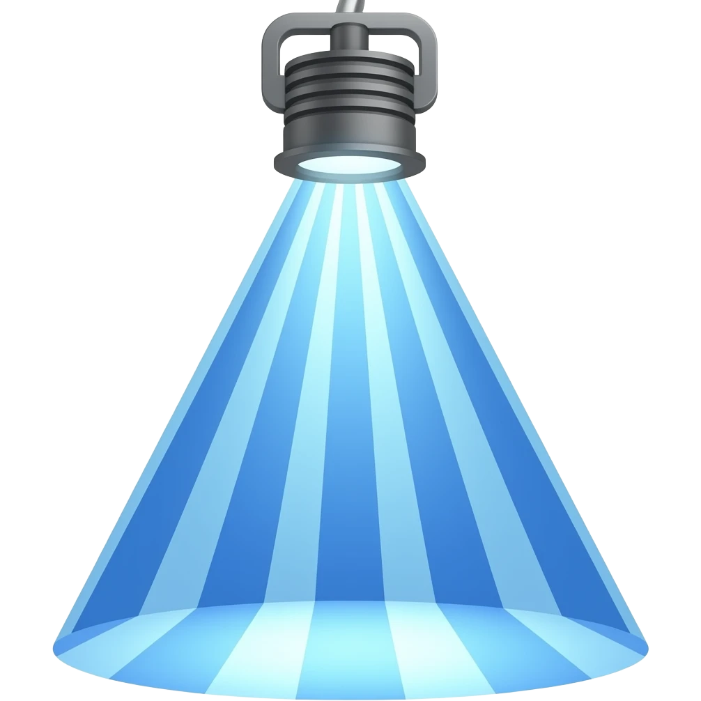 Blue striped spotlight emoji