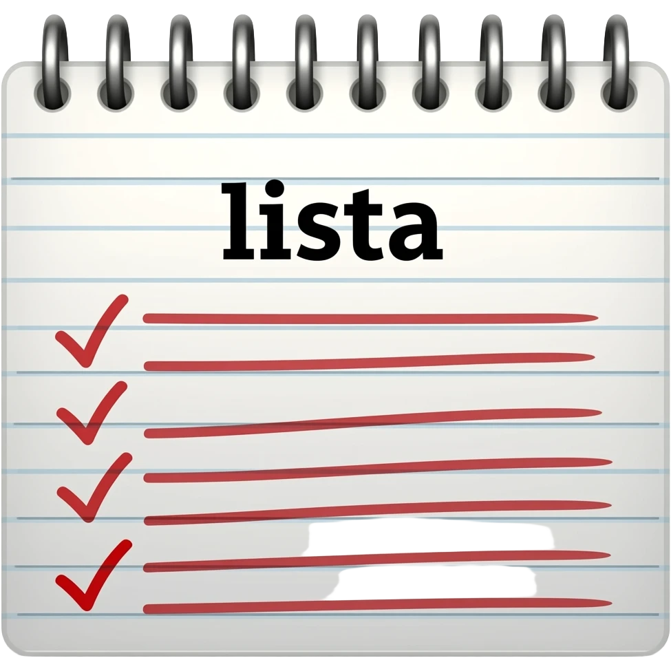 Emoji de un cuaderno que diga lista y que tenga varias líneas subrayadas en rojo emoji
