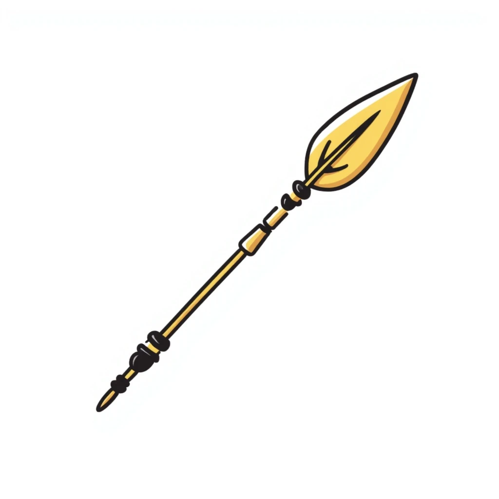 A golden spear, simple line drawing, no additional details, just the spear. emoji