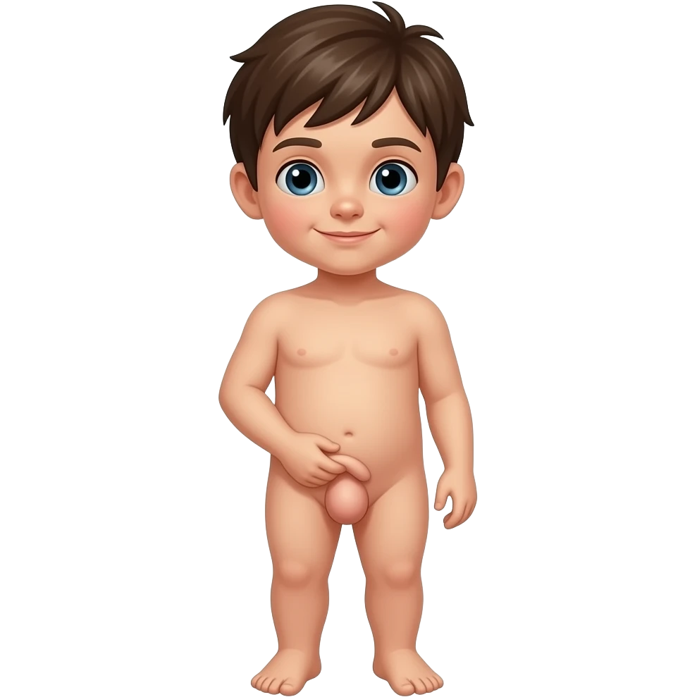 Boy child naked grabbing his penis emoji