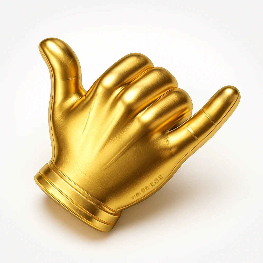 call hand emoji with hands in golden color emoji