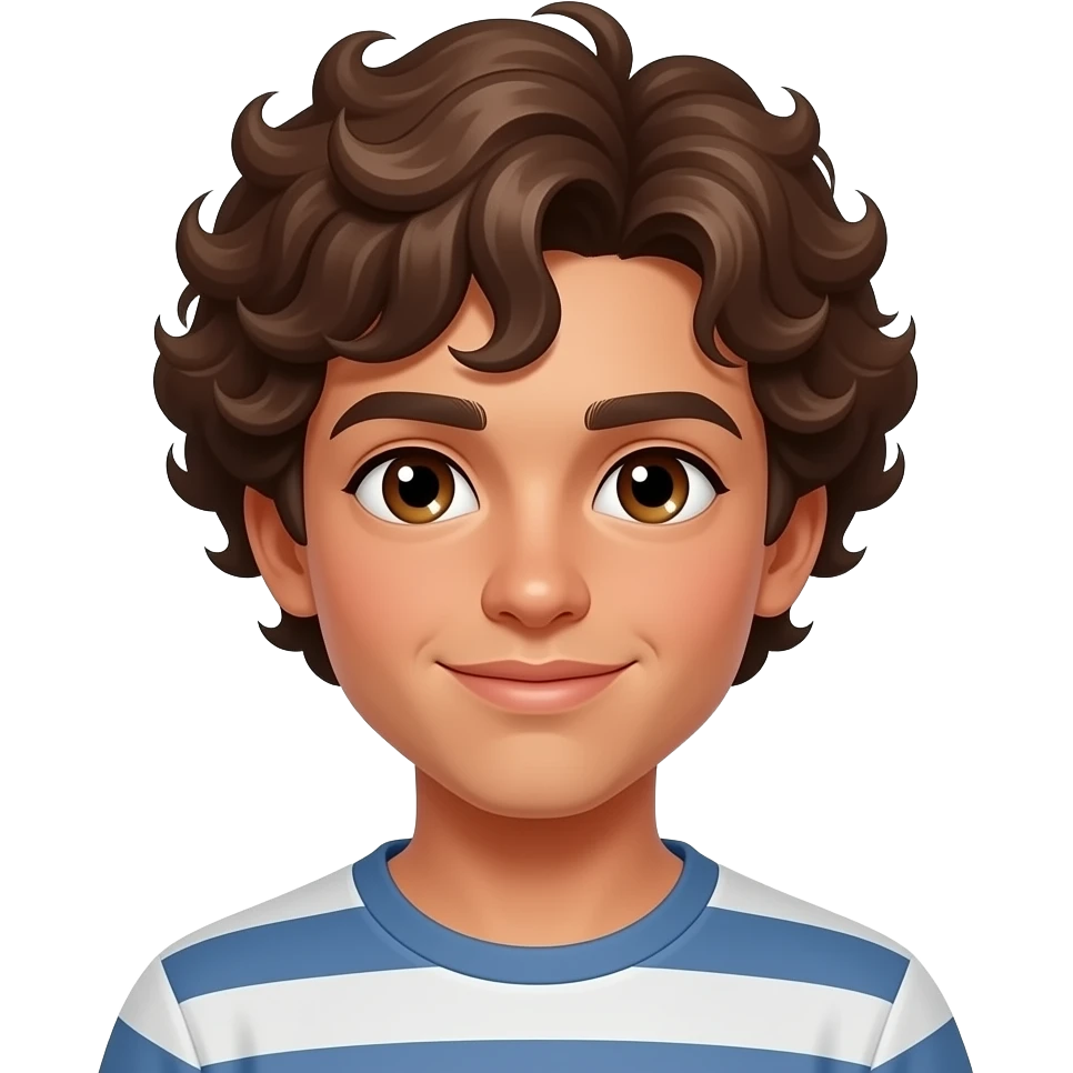 شاب اسمر البشره و شعر مجعد لون بني بعيون نجوم emoji