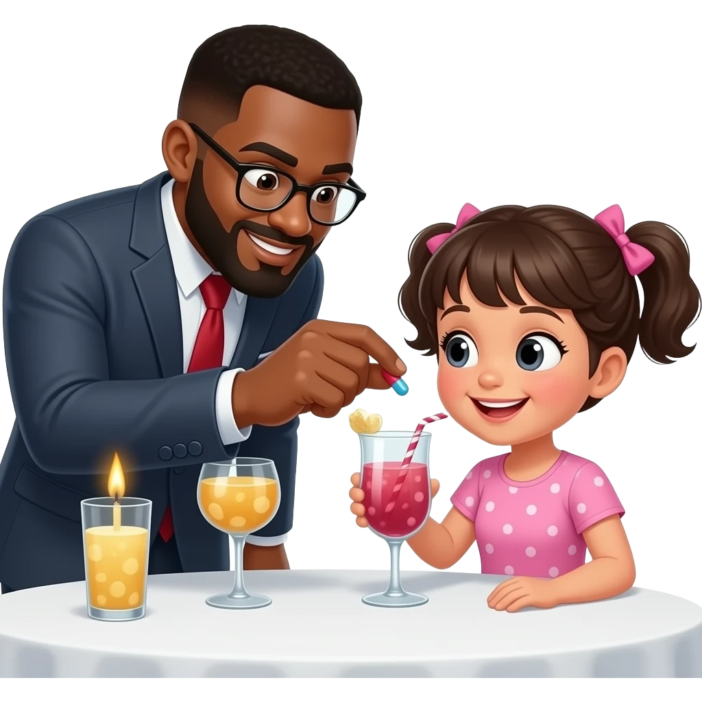 make a black man sneaking a pill into a little girls drink at a party emoji